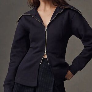 Anthropologie Maeve Long-Sleeve Zip-Front Top